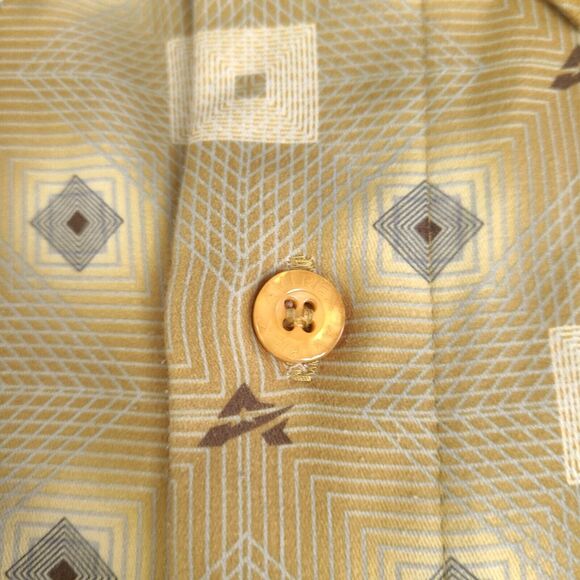 Vintage Avirex Shirt Mens XXL Gold Geometric Pattern Short Sleeve Button Down - Picture 4 of 16